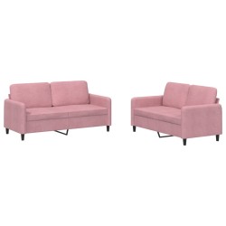 vidaXL Juego de sofás 2 piezas terciopelo rosa