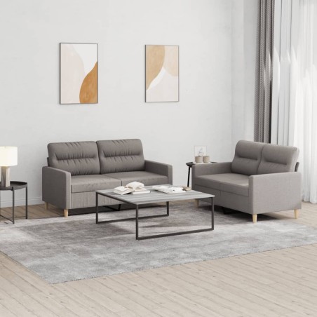 vidaXL Juego de sofás con cojines 2 piezas tela gris taupe