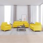 vidaXL Juego de sofás con cojines 3 piezas tela amarillo claro vidaXL Juego de sofás con cojines 3 piezas tela amarillo claro