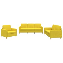 vidaXL Juego de sofás con cojines 3 piezas tela amarillo claro