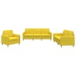 vidaXL Juego de sofás con cojines 3 piezas tela amarillo claro vidaXL Juego de sofás con cojines 3 piezas tela amarillo claro