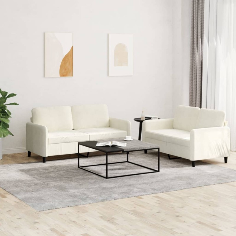 vidaXL Juego de sofás 2 piezas terciopelo crema vidaXL Juego de sofás 2 piezas terciopelo crema