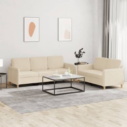 vidaXL Juego de sofás con cojines 2 piezas tela crema