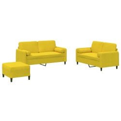 vidaXL Juego de sofás con cojines 3 piezas terciopelo amarillo