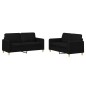 vidaXL Juego de sofás con cojines 2 piezas tela negro vidaXL Juego de sofás con cojines 2 piezas tela negro