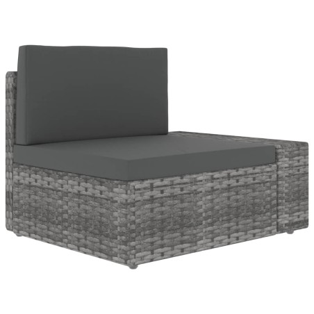 vidaXL Sofá seccional esquina y reposabrazos izq. ratán sintético gris