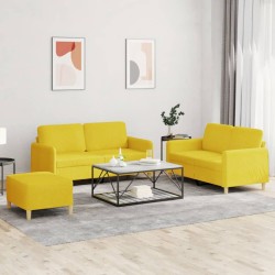 vidaXL Juego de sofás con cojines 3 piezas tela amarillo claro