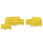 vidaXL Juego de sofás con cojines 3 piezas tela amarillo claro vidaXL Juego de sofás con cojines 3 piezas tela amarillo claro