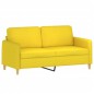 vidaXL Juego de sofás con cojines 3 piezas tela amarillo claro vidaXL Juego de sofás con cojines 3 piezas tela amarillo claro