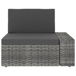 vidaXL Sofá seccional esquina y reposabrazos izq. ratán sintético gris