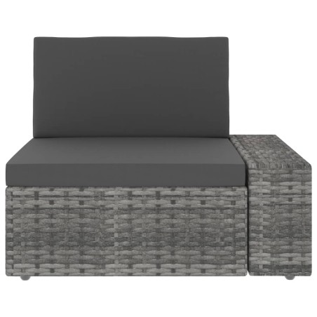 vidaXL Sofá seccional esquina y reposabrazos izq. ratán sintético gris