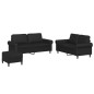 vidaXL Juego de sofás con cojines 3 piezas cuero sintético negro vidaXL Juego de sofás con cojines 3 piezas cuero sintético negro