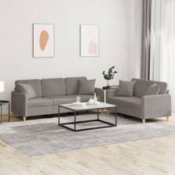 vidaXL Juego de sofás con cojines 2 piezas tela gris taupe