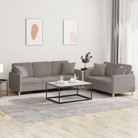 vidaXL Juego de sofás con cojines 2 piezas tela gris taupe