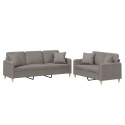 vidaXL Juego de sofás con cojines 2 piezas tela gris taupe
