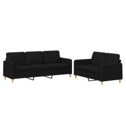 vidaXL Juego de sofás con cojines 2 piezas tela negro