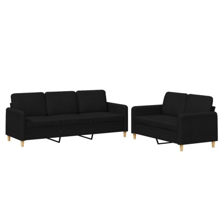 vidaXL Juego de sofás con cojines 2 piezas tela negro