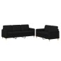 vidaXL Juego de sofás con cojines 2 piezas tela negro vidaXL Juego de sofás con cojines 2 piezas tela negro
