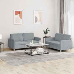 vidaXL Juego de sofás con cojines 2 piezas tela gris claro
