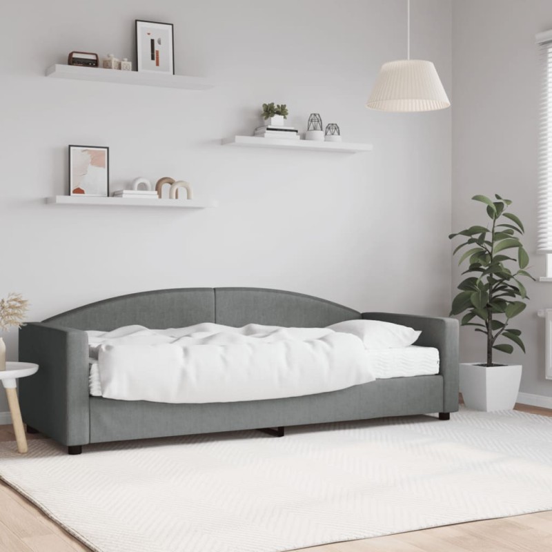 vidaXL Sofá cama con colchón tela gris oscuro 80x200 cm vidaXL Sofá cama con colchón tela gris oscuro 80x200 cm