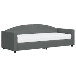vidaXL Sofá cama con colchón tela gris oscuro 80x200 cm