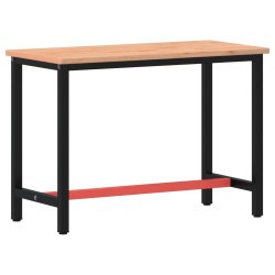 vidaXL Banco de trabajo madera maciza de haya y metal 115x55x81,5 cm