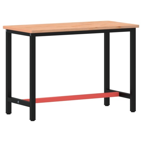 vidaXL Banco de trabajo madera maciza de haya y metal 115x55x81,5 cm