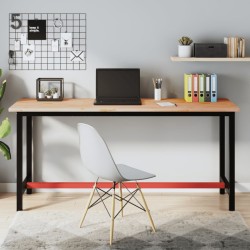 vidaXL Banco de trabajo madera maciza de haya y metal 180x55x81,5 cm