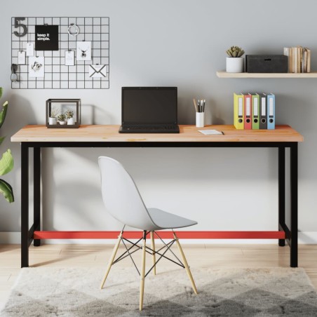 vidaXL Banco de trabajo madera maciza de haya y metal 180x55x81,5 cm