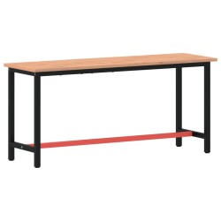 vidaXL Banco de trabajo madera maciza de haya y metal 180x55x81,5 cm