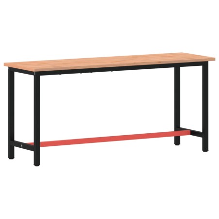 vidaXL Banco de trabajo madera maciza de haya y metal 180x55x81,5 cm