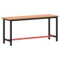 vidaXL Banco de trabajo madera maciza de haya y metal 180x55x81,5 cm