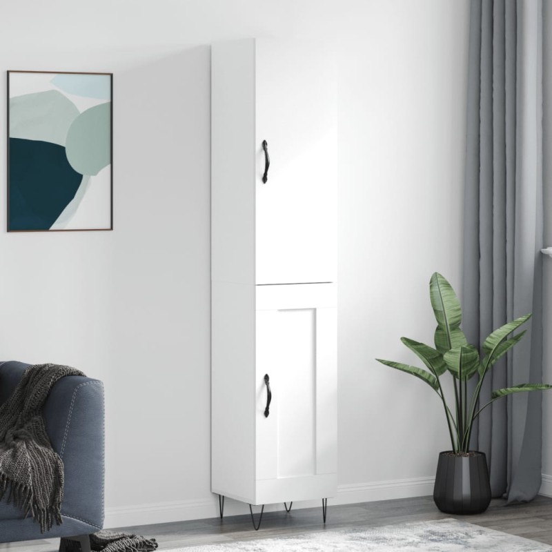 vidaXL Aparador alto madera contrachapada blanco 34,5x34x180 cm