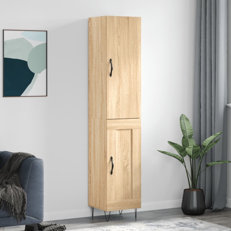 vidaXL Aparador de madera contrachapada roble Sonoma 34,5x34x180 cm vidaXL Aparador de madera contrachapada roble Sonoma 34,5x34x180 cm