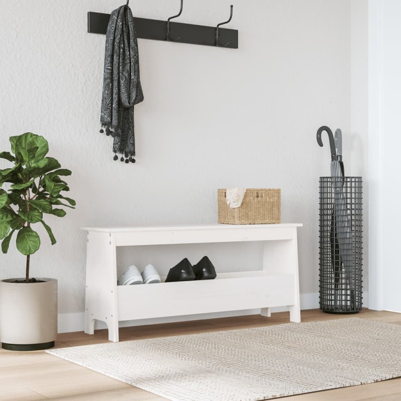 vidaXL Banco de recibidor madera maciza de pino blanco 100x28x45 cm vidaXL Banco de recibidor madera maciza de pino blanco 100x28x45 cm