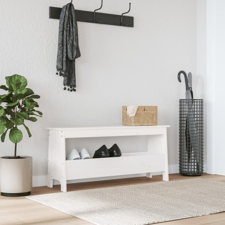 vidaXL Banco de recibidor madera maciza de pino blanco 100x28x45 cm