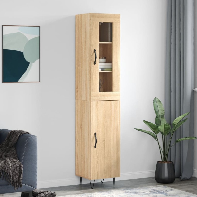 vidaXL Aparador de madera contrachapada roble Sonoma 34,5x34x180 cm vidaXL Aparador de madera contrachapada roble Sonoma 34,5x34x180 cm