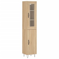 vidaXL Aparador de madera contrachapada roble Sonoma 34,5x34x180 cm