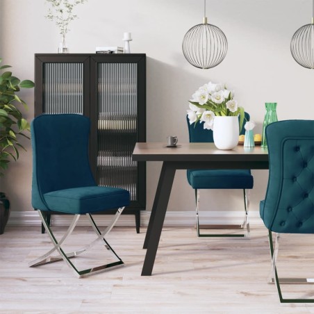 vidaXL Silla de comedor terciopelo acero inoxidable azul 53x52x98 cm