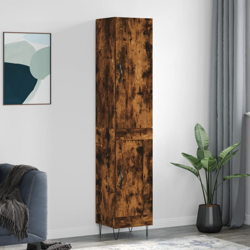 vidaXL Aparador de madera contrachapada roble ahumado 34,5x34x180 cm vidaXL Aparador de madera contrachapada roble ahumado 34,5x34x180 cm