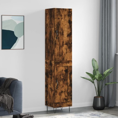 vidaXL Aparador de madera contrachapada roble ahumado 34,5x34x180 cm