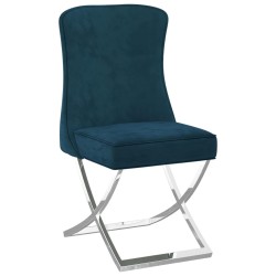 vidaXL Silla de comedor terciopelo acero inoxidable azul 53x52x98 cm