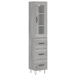 vidaXL Aparador alto madera contrachapada gris Sonoma 34,5x34x180 cm