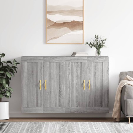 vidaXL Armarios de pared 2 uds madera de ingeniería gris Sonoma
