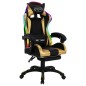 vidaXL Silla gaming con luces LED RGB cuero sintético dorado y negro