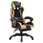 vidaXL Silla gaming con luces LED RGB cuero sintético dorado y negro