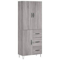 vidaXL Aparador alto madera contrachapada gris sonoma 69,5x34x180 cm