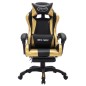 vidaXL Silla gaming con luces LED RGB cuero sintético dorado y negro