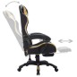 vidaXL Silla gaming con luces LED RGB cuero sintético dorado y negro