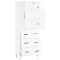 vidaXL Aparador alto madera contrachapada blanco brillo 69,5x34x180 cm
